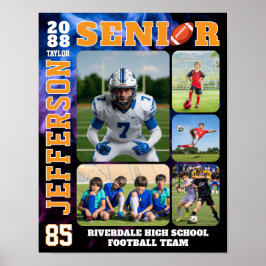 Poster Senior Football Team Sports Player Photo Collage