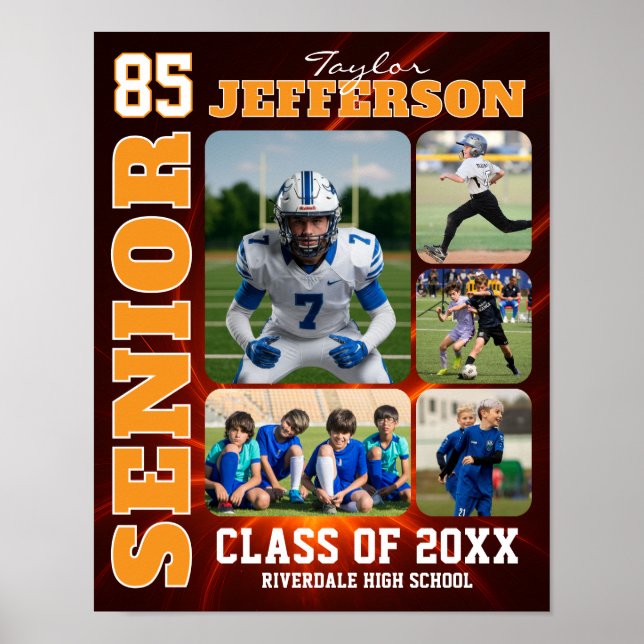 Poster Senior Night Sports Team Custom Photo Collage (Frente)