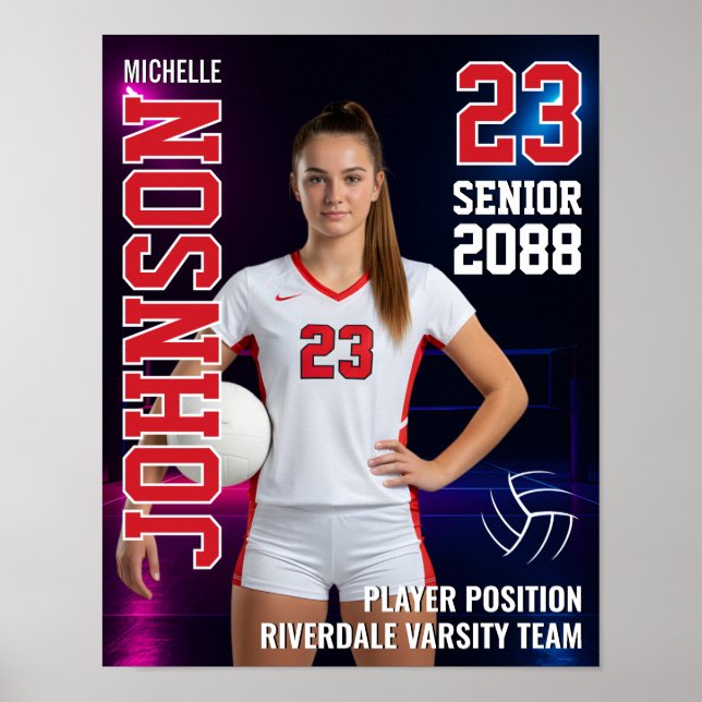 Poster Senior Volleyball Team Player Photo Gift Sports (Frente)