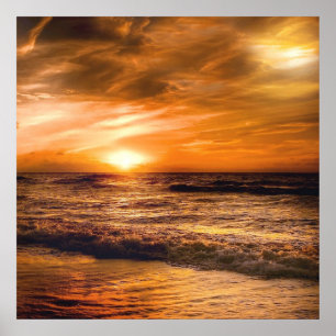 Poster sensational sunset at a romantic beach