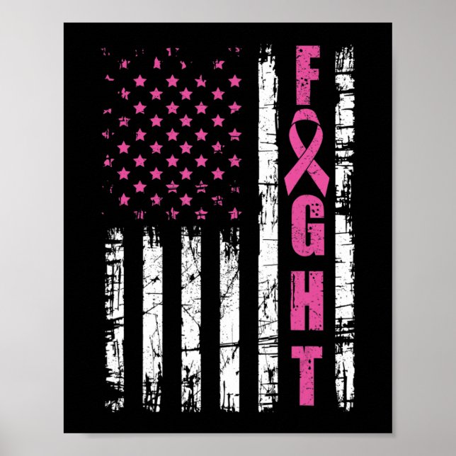 Poster Sensibilização do Cancer Americano Bandeira Lutar  (Frente)