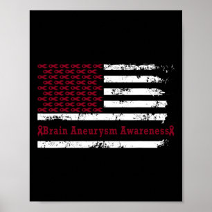 Poster Sensibilização do Cérebro EUA Bandeira Americana B