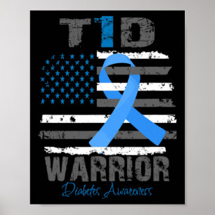 Poster Sensibilização mundial para a diabetes Blue Ribbon
