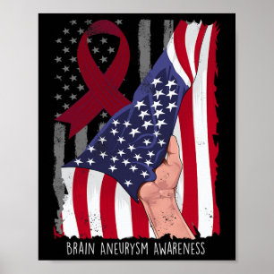 Poster Sensibilização para a bandeira americana Burgundy