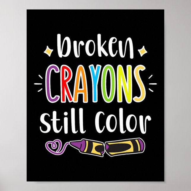 Poster Sensibilização para a saúde mental Crayons quebrad (Frente)