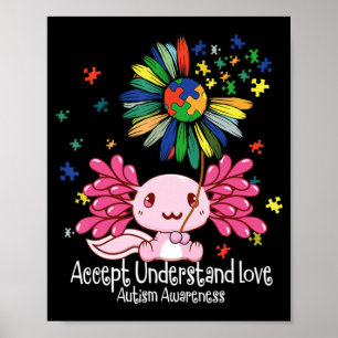Poster Sensibilização para o autismo, amantes axolotl T-S
