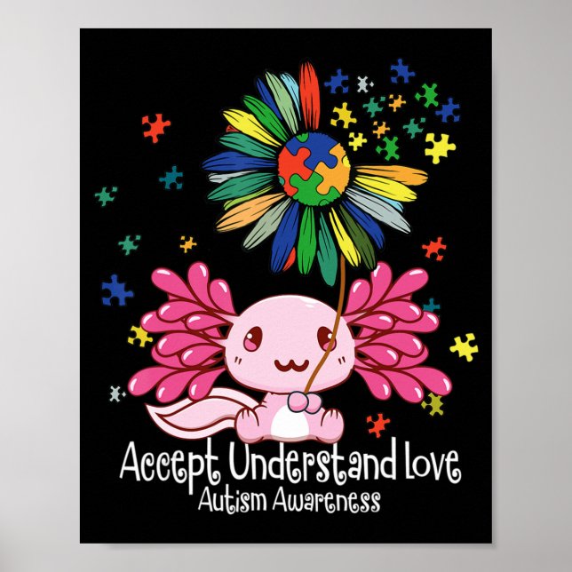 Poster Sensibilização para o autismo, amantes axolotl T-S (Frente)