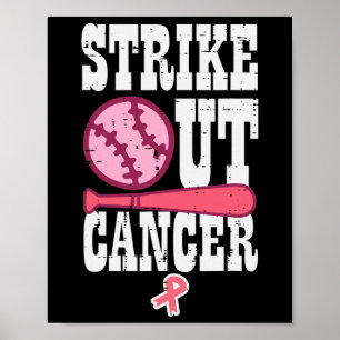 Poster Sensibilização para o Cancer da mama de beisebol d