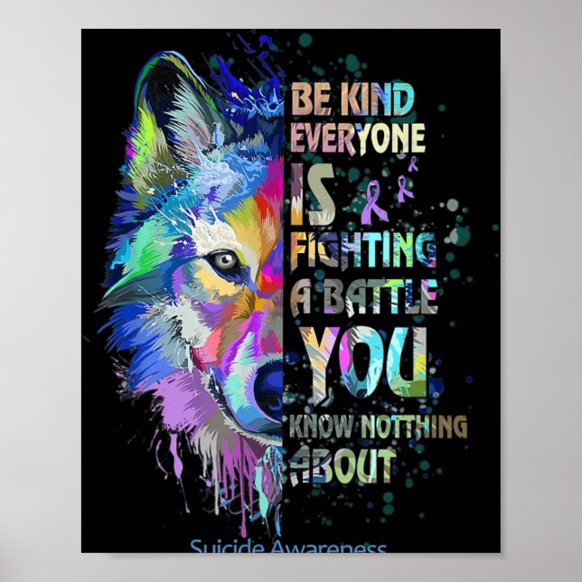 Poster Sensibilização Suicida Seja gentil Todos Estão Lut (Frente)
