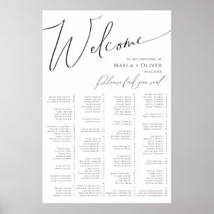 Poster Sentado Alfabético em Script Minimalista Whimsical