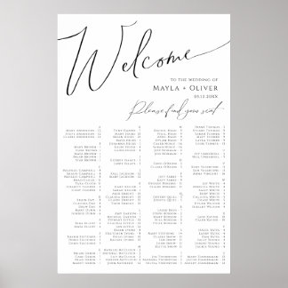 Poster Sentado Alfabético em Script Minimalista Whimsical