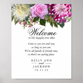 Poster Sentado de Boas-vindas - Flores Rosa Bonito