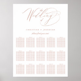 Poster Sentado Dourado de Casamento com Rosa Branca Elega