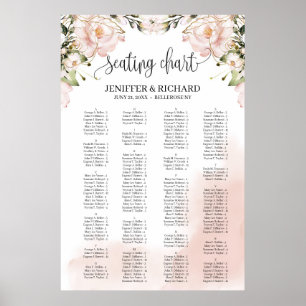 Poster Sentado floral cor-de-rosa com rosca Elegante