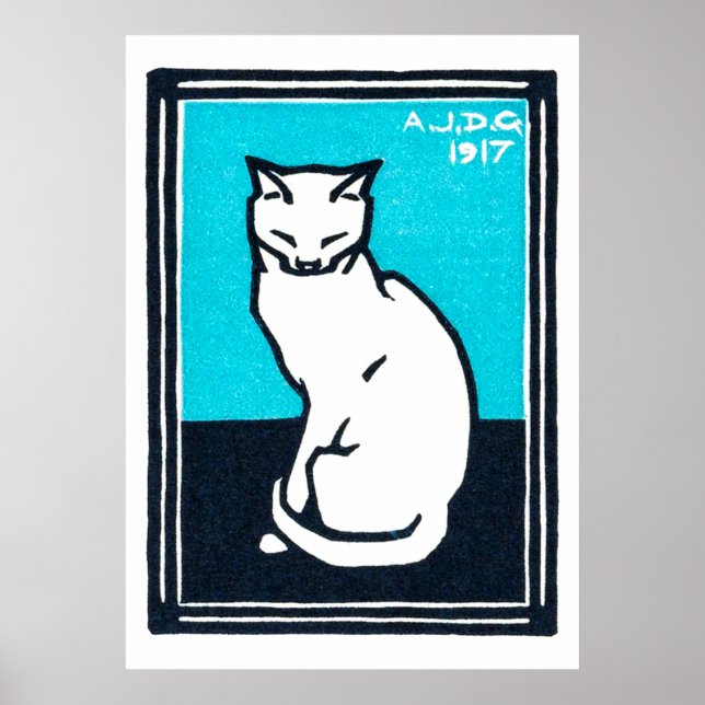 Poster Sentado Gato Branco, Julie de Graag (Frente)