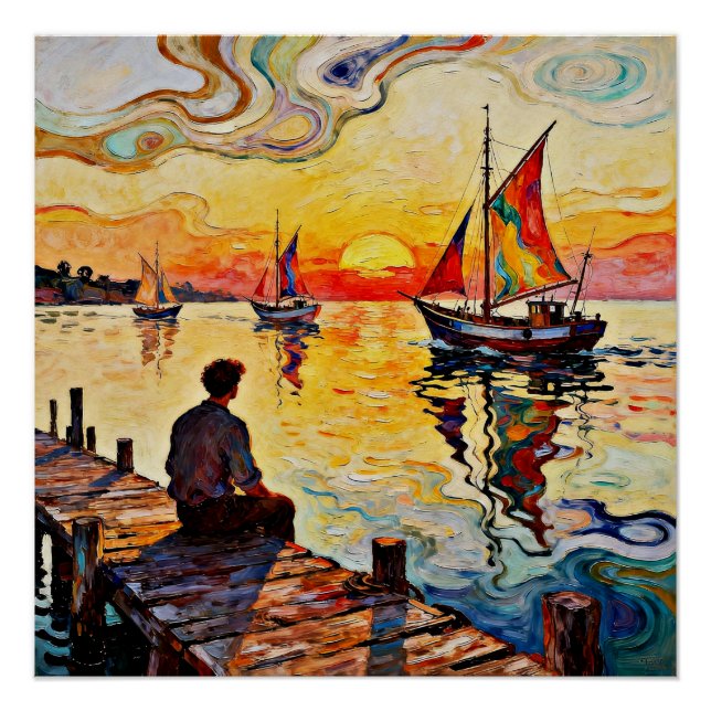 Póster Sentado no Pier (Frente)