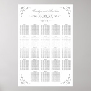 Poster Sentado Vintage Silver Flourish Casamento