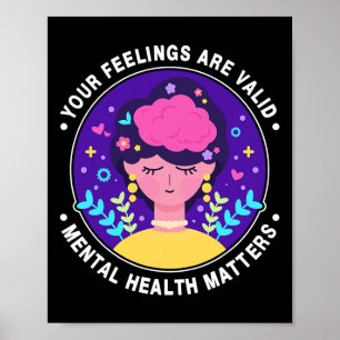 Poster Sentimentos São Válidos Mental Saúde Consciência M