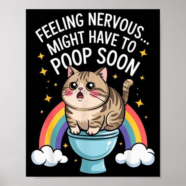 Poster Sentindo Nervoso Pode Precisar Cagar Logo Gato Eng (Frente)