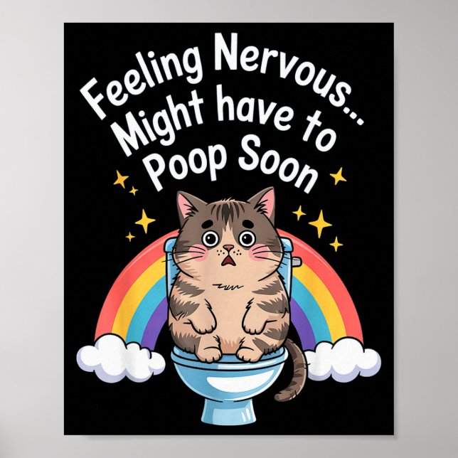 Poster Sentindo Nervoso Pode Precisar Cagar Logo Gato Eng (Frente)