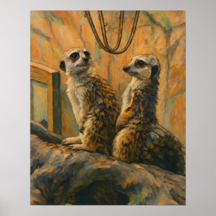 Poster Sentinelas de Stillness - Par Meerkat na Ramificaç