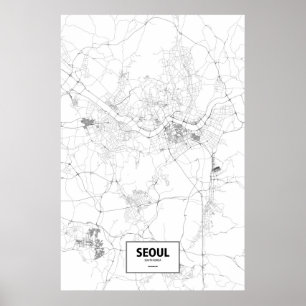 Póster Seoul, Coreia do Sul (preto no branco)