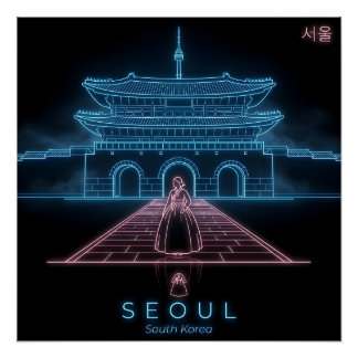 Póster Seoul Hanbok- Gyeongbokgung Palace-South Korea