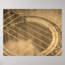 Poster sepia acoustic guitar sound hole Cloup