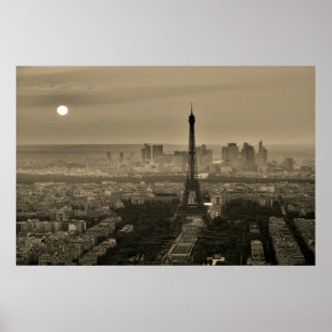 Póster Sepia Brown Eiffel Tower Paris Viagem da Europa