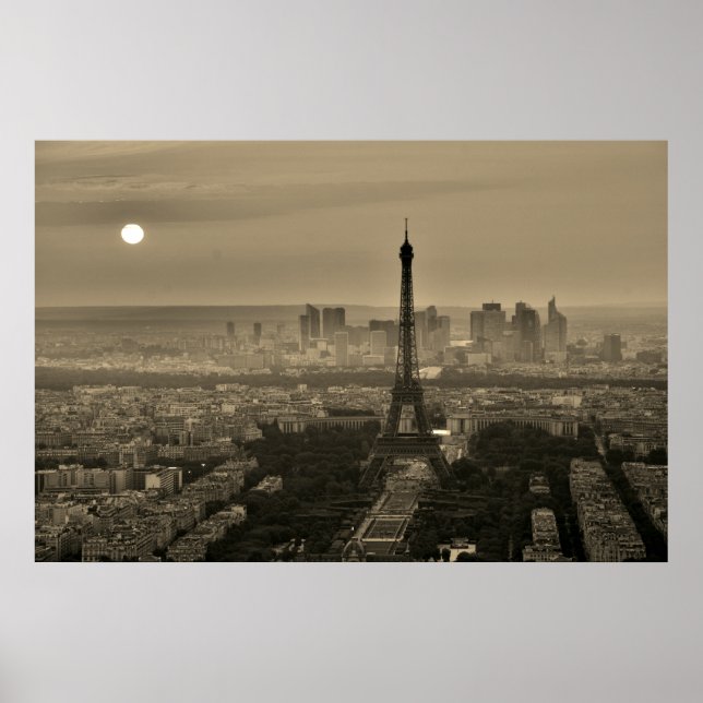 Póster Sepia Brown Eiffel Tower Paris Viagem da Europa (Frente)