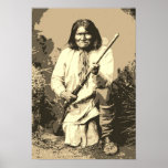 Poster Sepia Chefe Geronimo Pop Art<br><div class="desc">Posters pop de Trabalho de arte de estilo de arte - Legendário Efeito de tinta digital Geronimo Design</div>