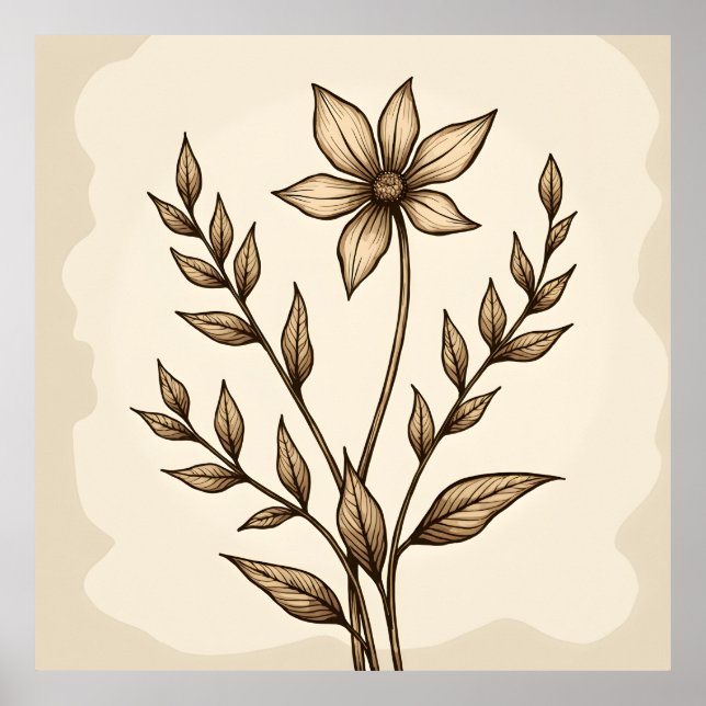 Poster Sepia Flower Doodle (Frente)