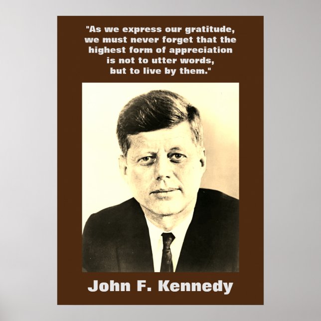 Poster Sepia JFK John F. Kennedy Citação Motivação (Frente)