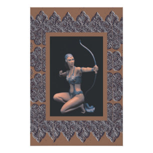 Póster Sépia Poster com Escultura Artemis