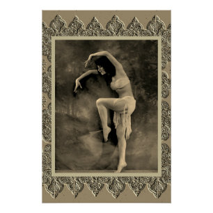 Póster Sepia Poster com Vintage Dancer Kyra