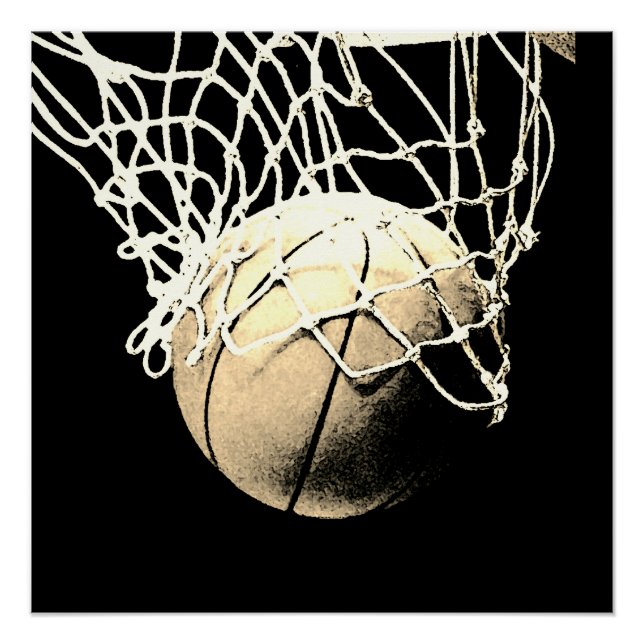 Póster Sepia Vintage Olha Basquete Arte Perfeita (Frente)