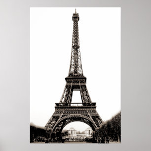 Poster Sepia Vintage Torre Eiffel Viagem Paris