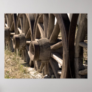 Póster Sepia Wagon Wheels