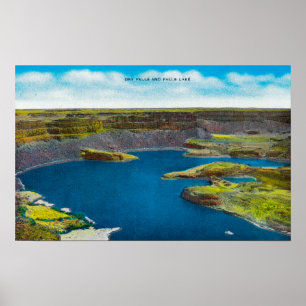 Póster Seque quedas e caia lago, represa grande de Coulee