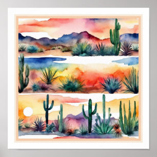 Poster Sequoia Cactus Southwest Desert Watercolor