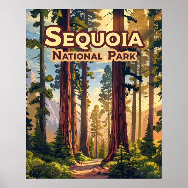 Poster Sequoia National Park California Tree Retro (Frente)