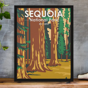 Poster Sequoia National Park Giant Sequoia Trees Vintage