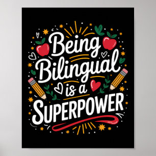 Poster Ser Bilingue é Meu Superpoder Professor de ESL Esc