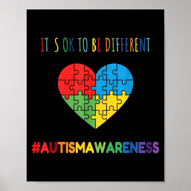 Poster ser Diferente Autismo Coração Puzzle Conscientizaç (Frente)