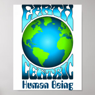 Poster Ser Humano Centrado na Terra Eco Ambiente Retro T