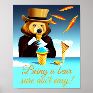 Poster Ser Um Urso Vestindo Arte Sorvete De Chapéu Superi