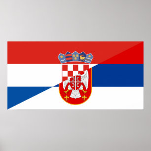 Poster serbia croatia bandeira país meio símbolo