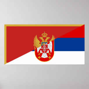 Póster serbia montenegro flag country half symbol