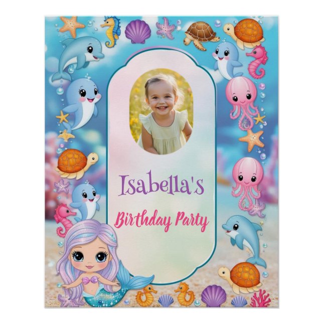 Póster Sereia, 11 ruas Foto de aniversário no Oceano Índi (Frente)