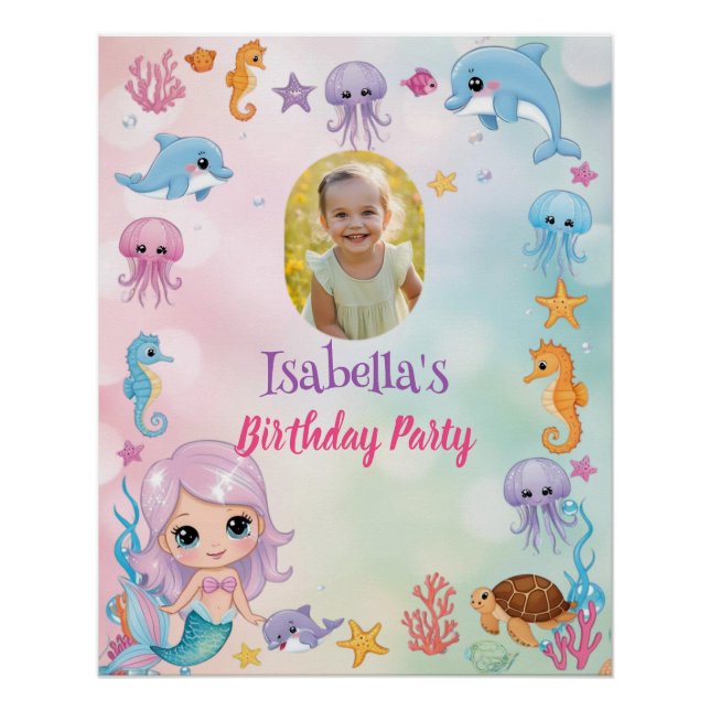 Póster Sereia, 11 ruas Foto de aniversário no Oceano Índi (Frente)